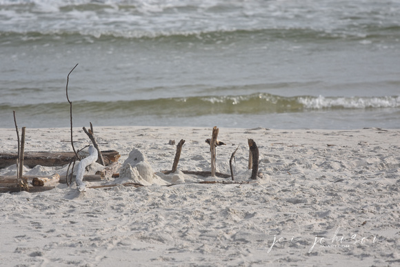 Beach Sculpture with Cross at Dauphin Island Alabama