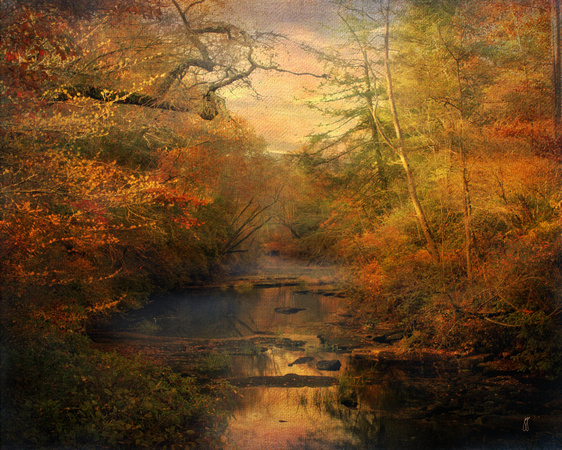 Misty Autumn Morning - Water Scene Landscape