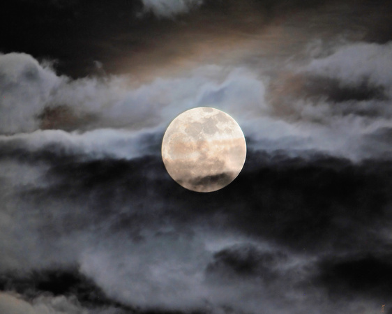 January Full Moon With Clouds