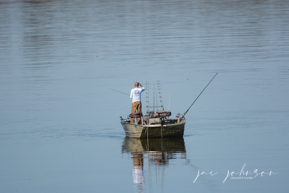 Man Fishing On Tennessee River at Shiloh TN