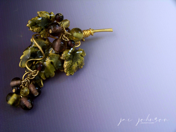 Vintage Enamel Grapes Brooch II