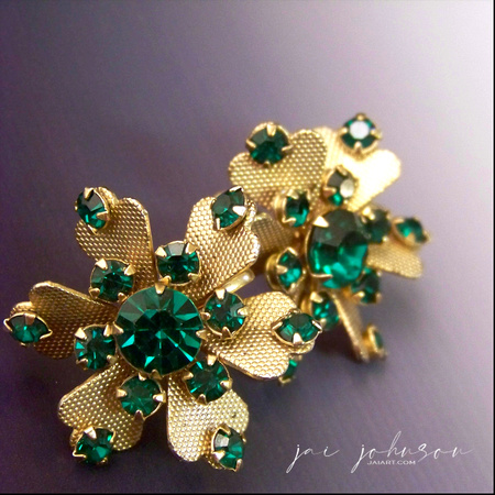 Emerald Green Rhinestone Earrings