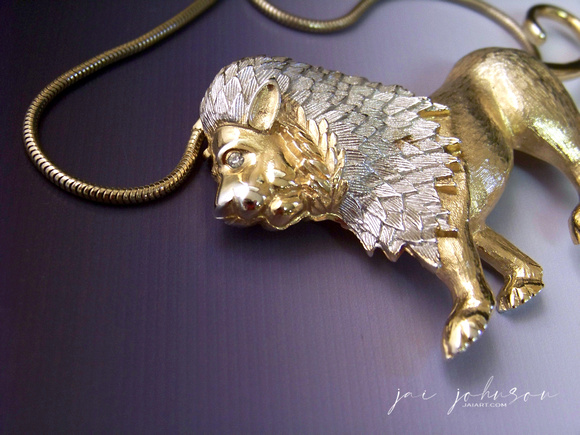 Gold and Silver Lion Necklace